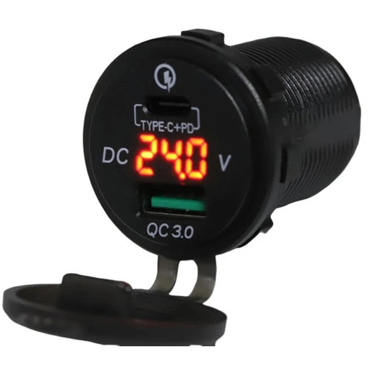 Bluejw 36W PD QC3.0 Fast Car Charger, 12V/24V USB Car Charger Adapter with LED Voltmeter, Automobile Chargers Multi USB Port Power Outlet Quick Charger - Image 2